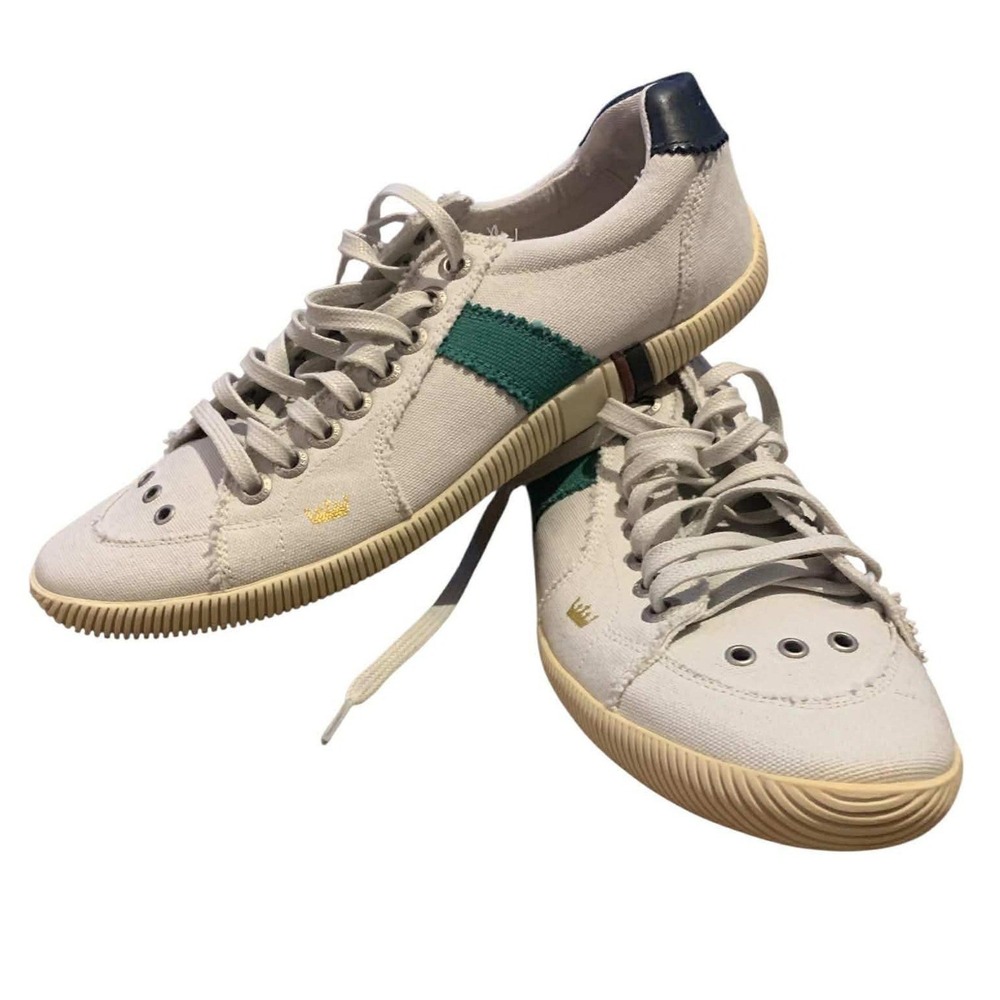 Osklen Arpoador Canvas Sneakers Mens 9.5 Off White Green Stripe Brazilian